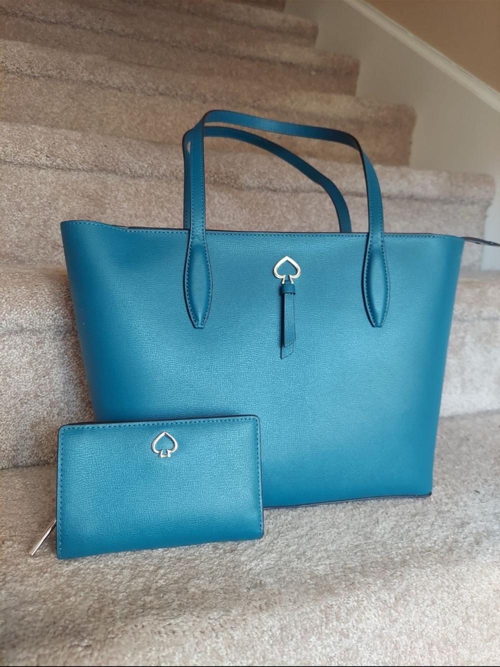 🦋🦋🦋 Teal Tote Bag with Matching Wallet - Elegant Everyday Carry Matching Set